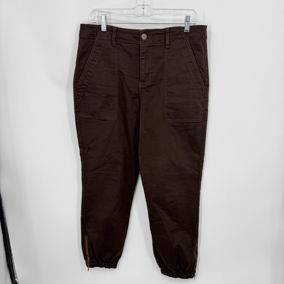 CAbi Pants - Cabi Utility Jogger Pants Size 10 Brown Zip Hem Pockets Stretch Style 4514
